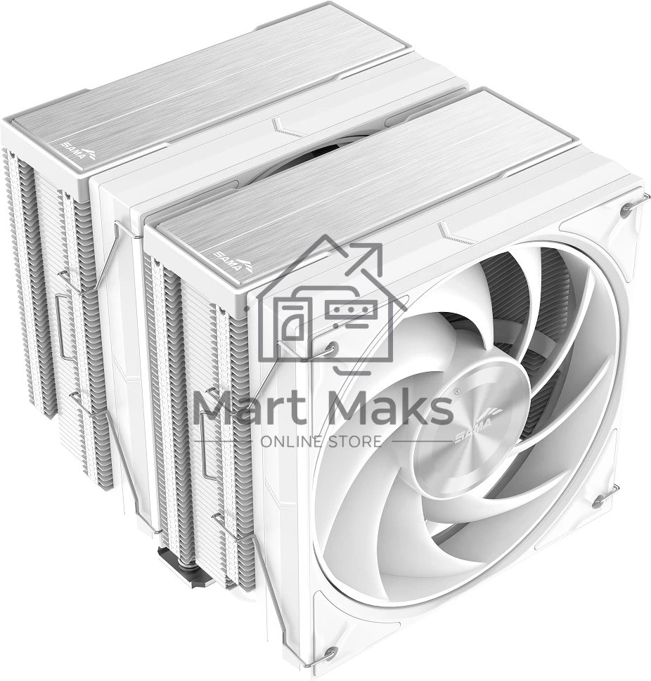 Кулер для процессора SAMA A60W белый, 2x120 мм, алюминий/медь, 800-2200 об/мин, 29 дБ, 4 pin PWM, 265 Вт, высота 156.5 мм