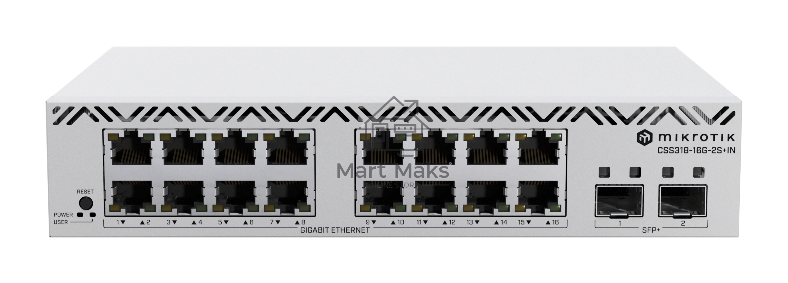 Коммутатор MikroTik CSS318-16G-2S+IN, 16×1 Гбит/с + 2×10 Гбит/с SFP+, управляемый