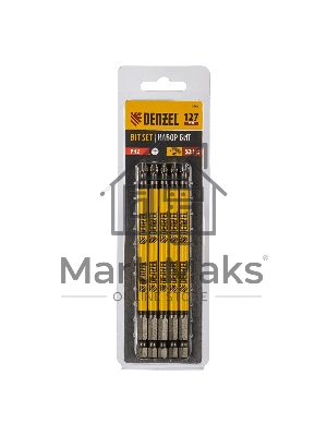 Набор бит Denzel PH2х127, сталь S2, круглый профиль, 5 шт.
