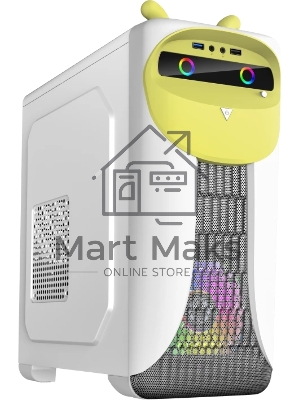 Компьютерный корпус GameMax Cute OWL W-Y без БП (Midi Tower, ATX, Бело-желтый, 1*USB 3.0 + 2*USB 2.0, 2*120мм)