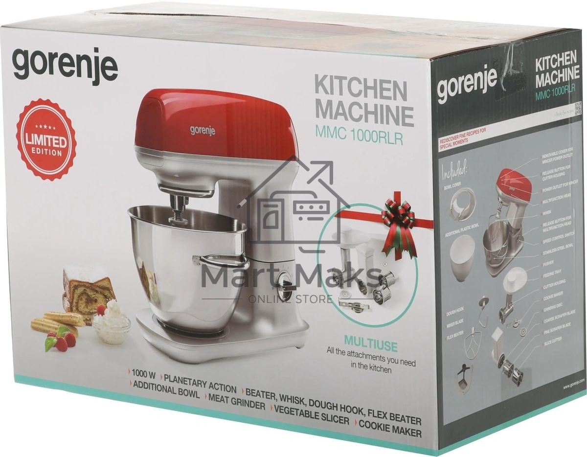 Кухонная машина Gorenje MMC1000RLR планетар.вращ. 1000Вт красный