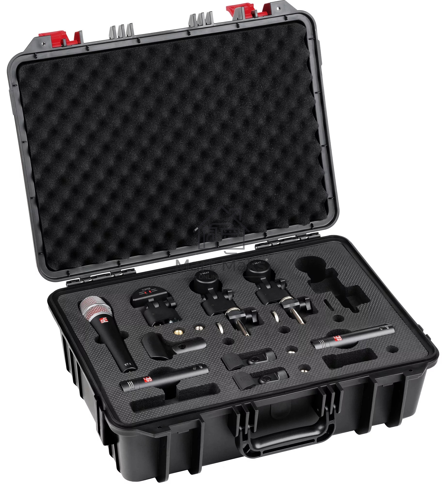 Набор микрофонов для ударной установки sE Electronics V PACK CLUB 1 х микрофон V KICK, 2 х микрофона V BEAT, 3 х крепления V CLAMP, 1 х микрофон V7 X, 2 х конденсаторных микрофона sE7, пластиковый кейс