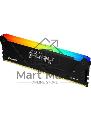 Оперативная память Kingston Fury Beast, DDR4, 8GB (1x8GB), 3200MHz, CL16, DIMM, с радиатором, RGB, черный