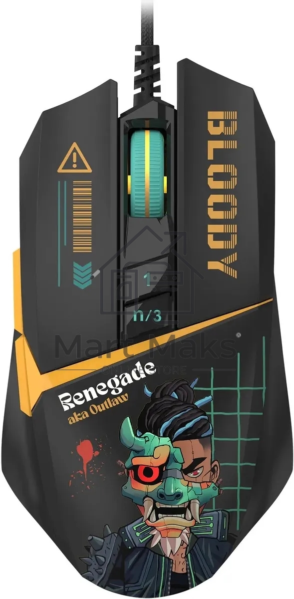 Мышь проводная A4Tech Bloody W63 Max Renegade черный, 12000 dpi, USB, кнопки - 7