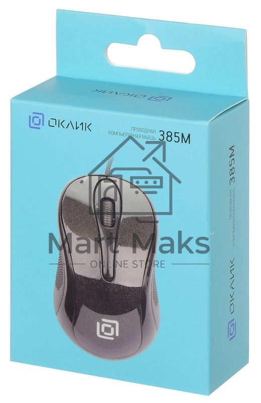 Мышь проводная Oklick 385M черный, 1000 dpi, USB, кнопки - 3