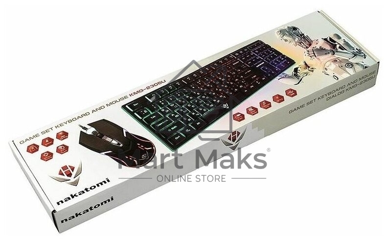 Комплект клавиатура+мышь Nakatomi KMG-2305U проводной, USB, 1600 DPI, черный