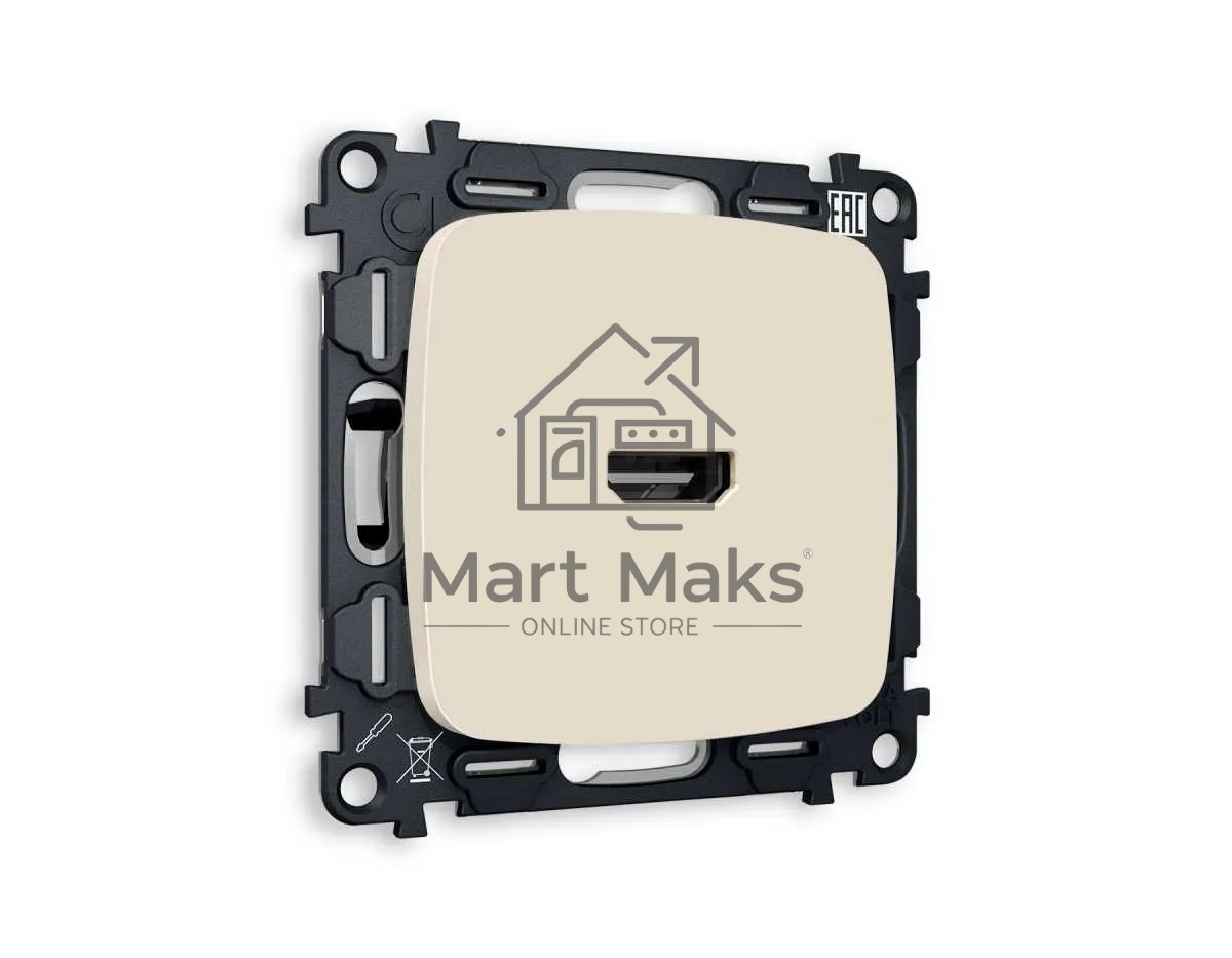 Комплект механизма розетки HDMI 2.0 OMEGA Бежевый матовый 40V/500MO 2.0GHz 5-18Gbit/s QUANT (OP3340, VM222) MO334010