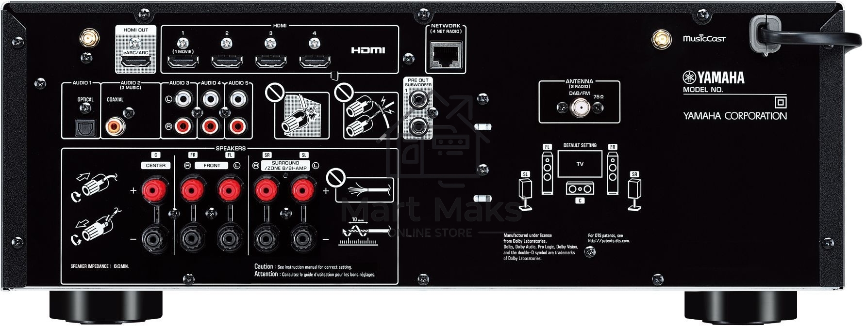 Ресивер Yamaha RX-V4A BLACK F, 5.2-канальный AV-ресивер