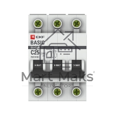 Выключатель автоматический EKF mcb4729-3-25C 3P 25А (C) 4,5кА ВА 47-29 Basic