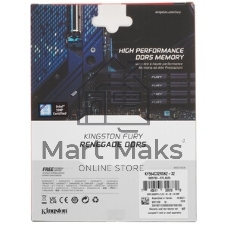 Оперативная память Kingston Fury Renegade, DDR5, 32Gb (1x32GB), 6400MHz, CL32, DIMM, радиатор, серебристый/черный