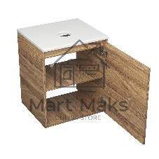 Тумба Bau Dream Blackwood 50 с дверцей, раковина BAU Spectrum mini 47х24 смеситель для раковины высокий Hotel Black, черный