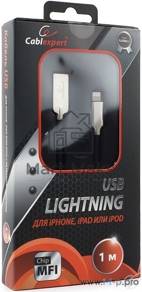 Кабель USB Cablexpert для Apple CC-P-APUSB02Bk-1M, MFI, AM/Lightning, серия Platinum, длина 1м, черный, блистер