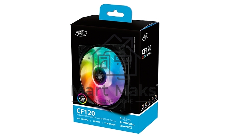 Комплект вентиляторов для корпуса DEEPCOOL CF120-3 IN 1 черный, 120 мм, 1500 об/мин, 27 дБ, 4 pin