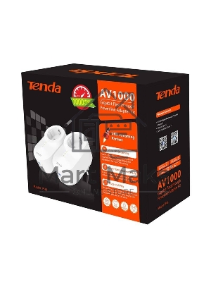 Сетевой адаптер Tenda PH6 набор 2хPowerLine адаптеров AV1000 с проходной Евро розеткой