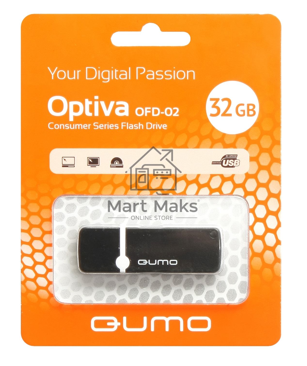 Флешка USB R/W  2.0 QUMO 32GB Optiva 02 Black QM32GUD-OP2-black