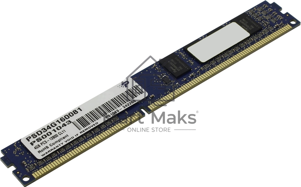 Оперативная память Patriot, DDR3, 4GB (1x4 GB), 1600 MHz, CL11, DIMM