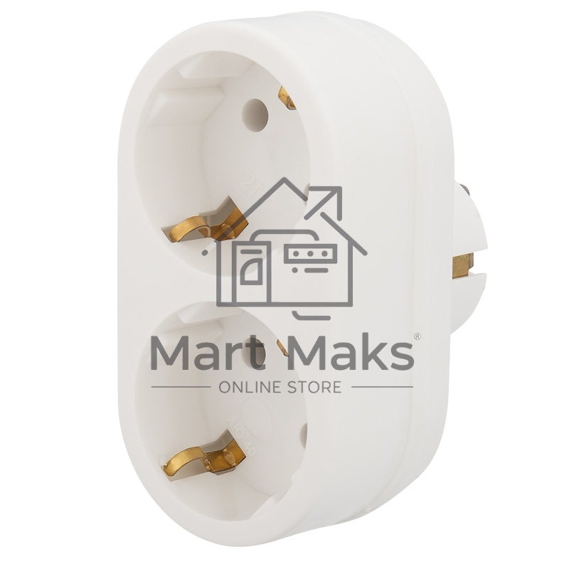 Двойник электрический 16 А с заземлением белый Rexant