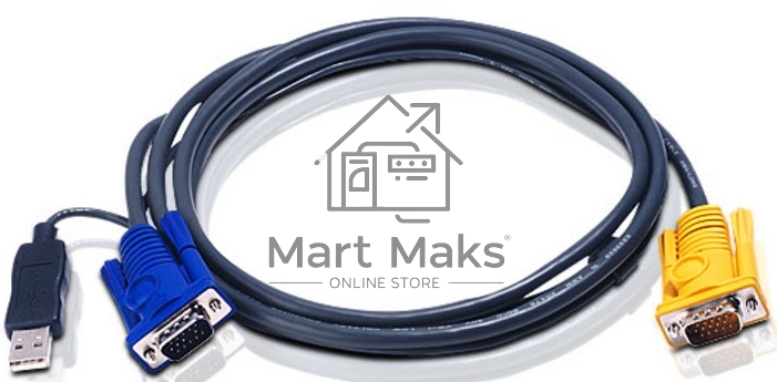 Переключатель ATEN 2L-5202UP Шнур, монитор+клавиатура+мышь Intelligent CABLE HD15M/USBAM 1.8M
