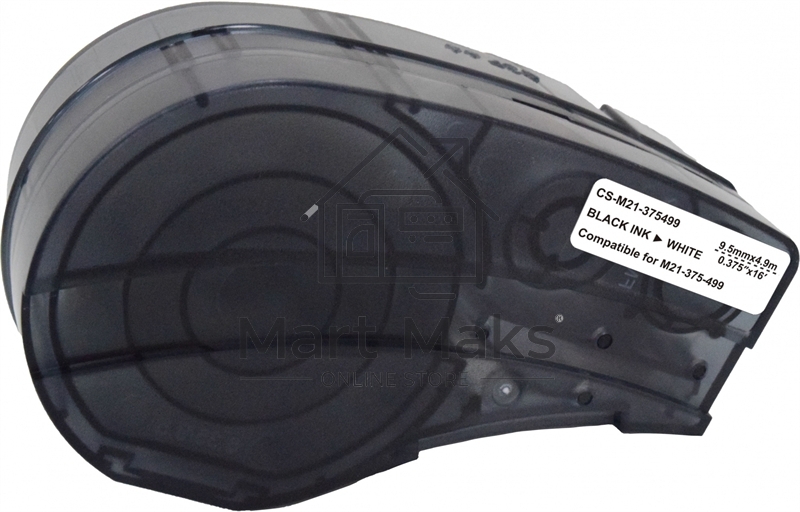 Картридж ленточный Cactus CS-M21-375499 черный шрифт, белый фон (9.5 мм, 4.9 м) для Brady BMP21-PLUS, BMP21-LAB