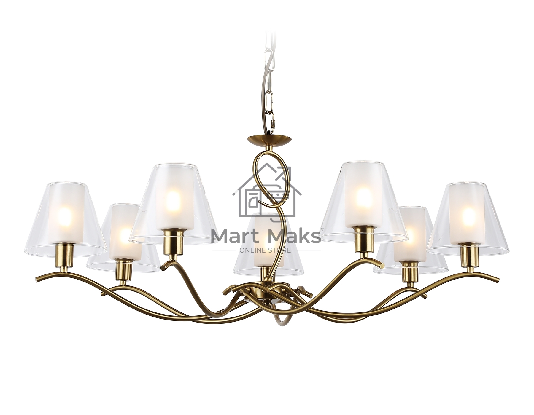 Люстра Ambrella light LH57093/7 BS/FR латунь/белый матовый E14/7 max 40W D840*790