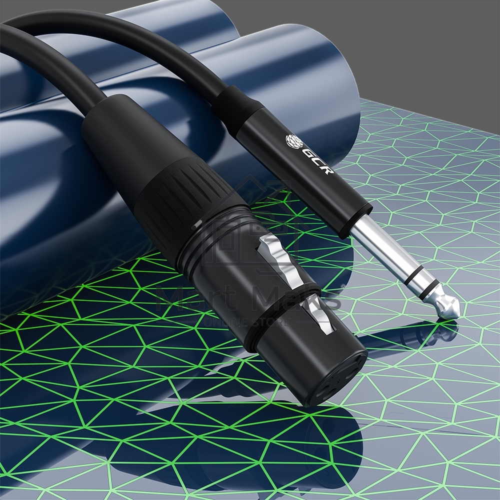 Кабель GCR Кабель 15.0m микрофонный stereo jack 6,35mm/XLR, M/F, черный, AL case черный, GCR-53442