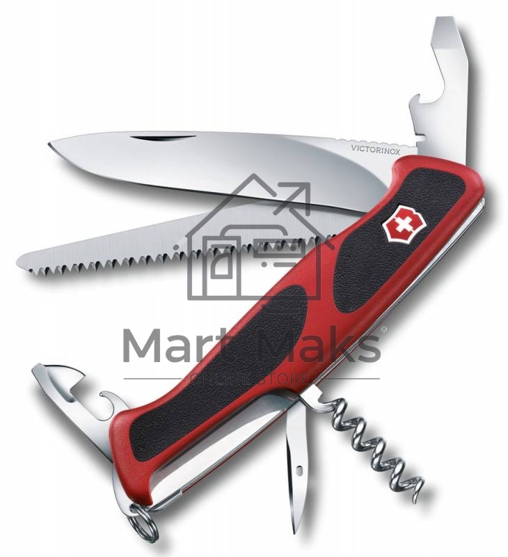 Нож перочинный Victorinox RangerGrip 55 (0.9563.CB1) 130мм 12функций красный/черный блистер