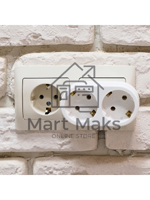 Двойник электрический 16 А с заземлением белый Rexant