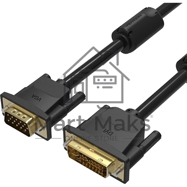 Кабель Vention DVI-I Dual link 24+5M/VGA 15M с ферритовым фильтром - 1.5м.
