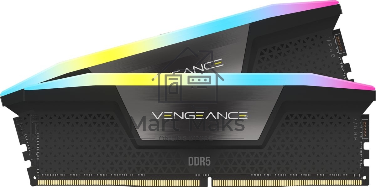 Оперативная память Corsair Vengeance RGB, DDR5, 32GB (2x16 GB), 5600 MHz, CL40, радиатор, RGB, черный