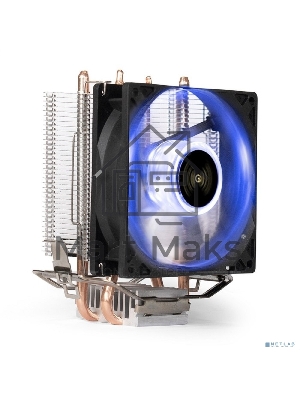 Кулер для процессора ExeGate Wizard EXX200-PWM.BLUE серебристый, 90 мм, алюминий/медь, 2400 об/мин, 24 дБ, 4 pin, 95 Вт, 130 мм