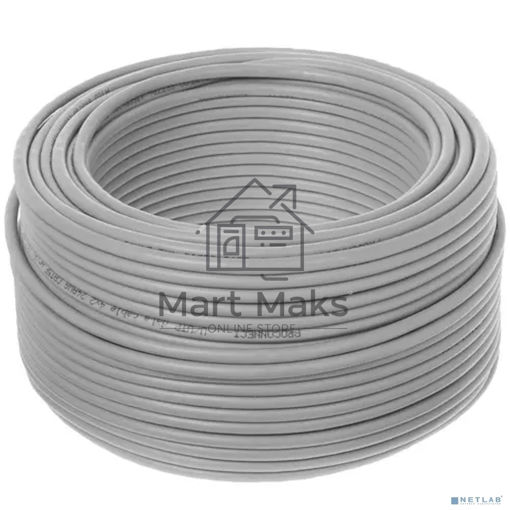 Кабель UTP PROconnect 4PR 24AWG, CU (медь), CAT5E, 100 МГц, PVC, серый, бухта 50 м