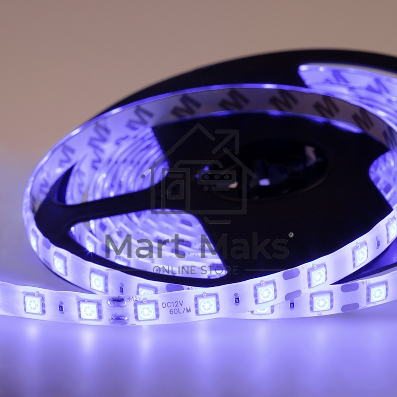 Лента LED силикон, 10 мм, IP65, SMD 5050, 60 LED/m, 12 V, цвет свечения синий