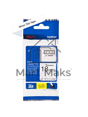 Картридж Brother TZ-ESE4 18 мм, 8 м, черный шрифт, белый фон, с ламинированной пломбировочной лентой, для BROTHER P-Touch