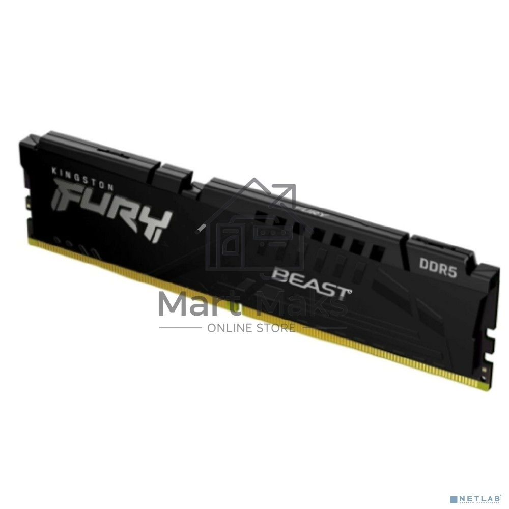 Оперативная память Kingston Fury Beast, DDR5, 8GB (1x8GB), 5600MHz, CL36, DIMM, с радиатором, черный