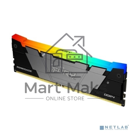 Оперативная память Kingston Fury Renegade, DDR4, 32GB (2x16GB), 3200MHz, CL16, DIMM, с радиатором, RGB, серебристый/черный