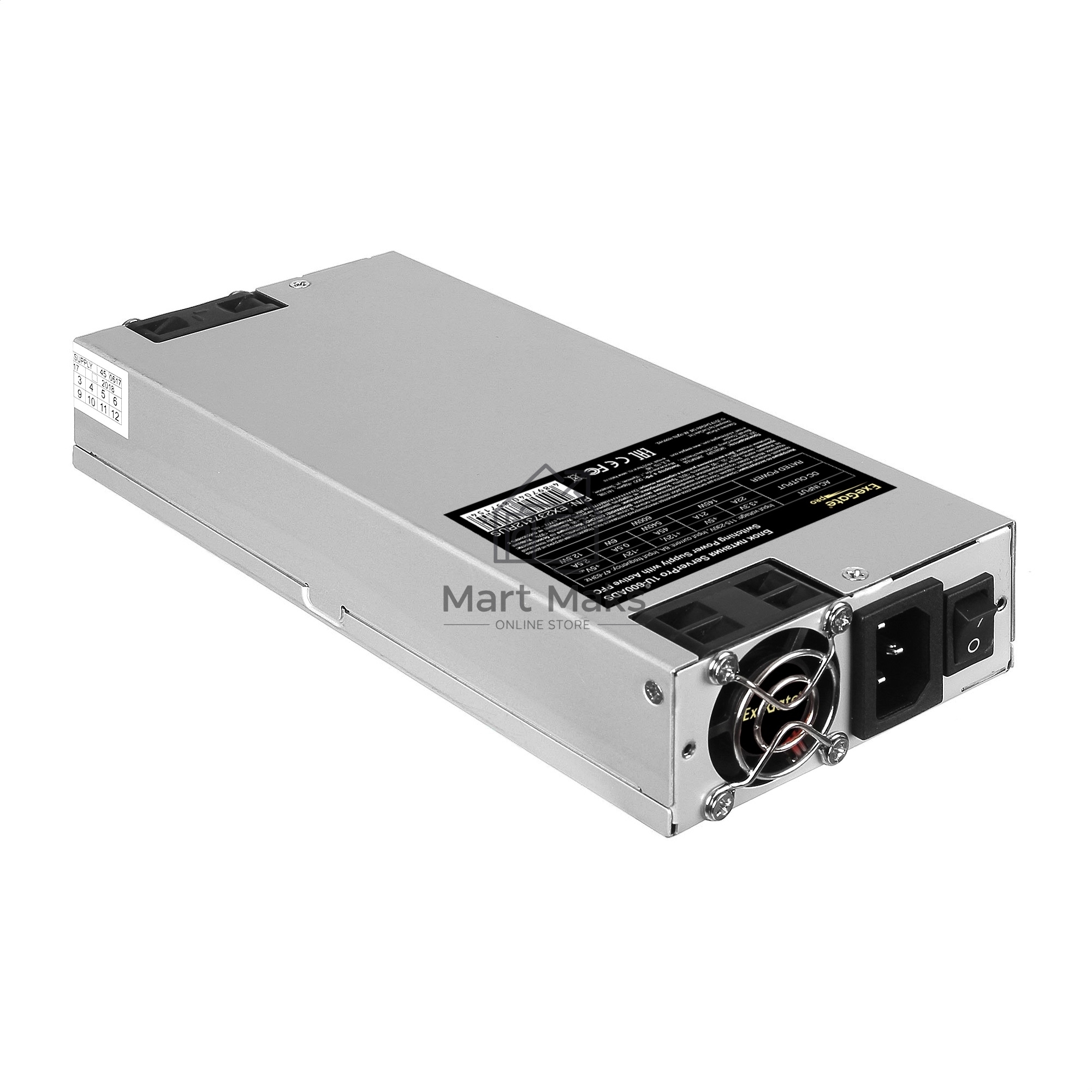 Серверный блок питания 600W Exegate <RM-1U-600ADS> APFC,универсальный для 1U, 24pin/2x(4+4)pin, 5xSATA,4xIDE