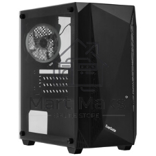Компьютерный корпус Minitower ExeGate EX294384RUS Mistery R2 (mATX, без БП, 2*USB+1*USB 3.0, аудио, черный, 1 вент. 12см с RGb подсветкой и полоса на передней панели, боковая панель - закаленное стекло)