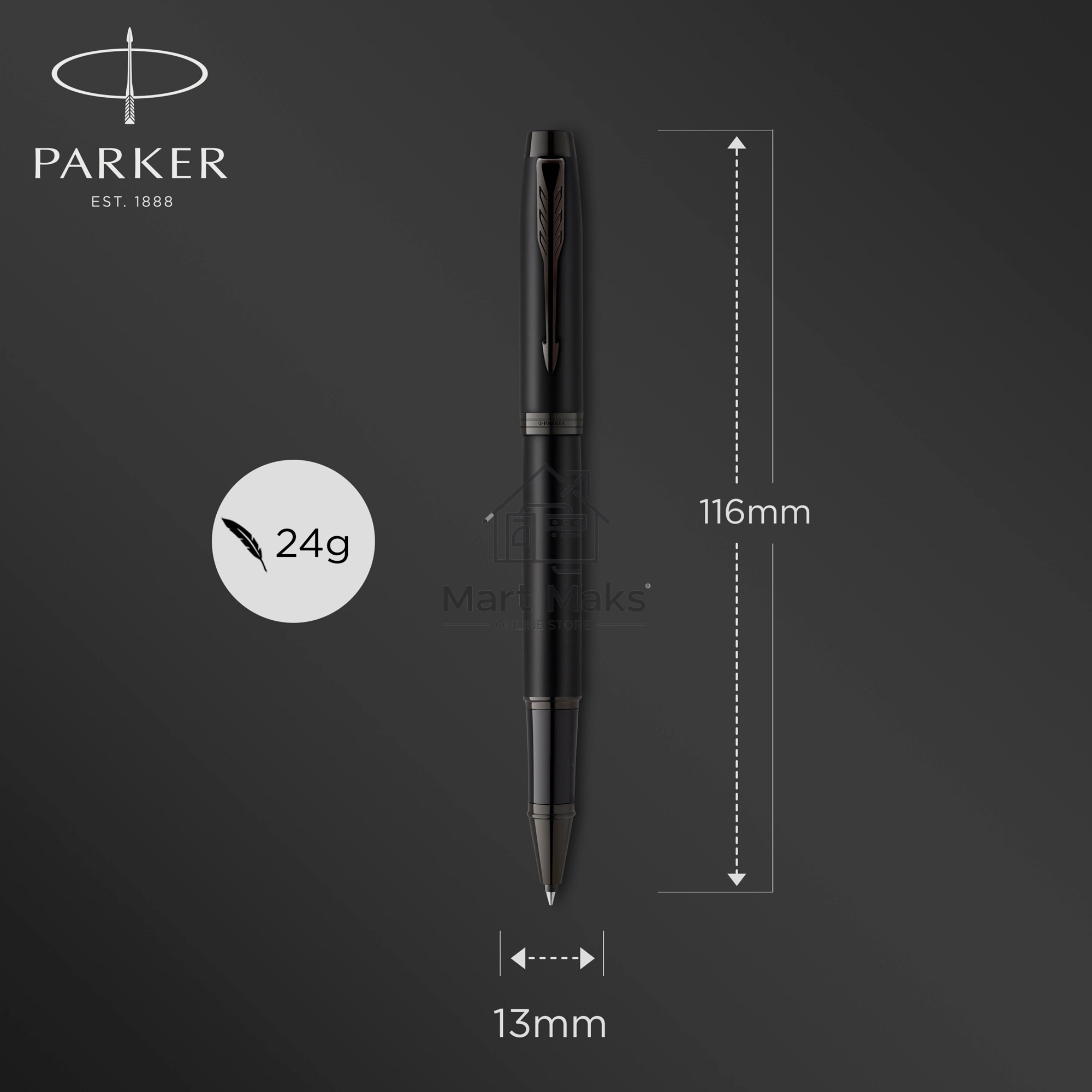 Ручка роллер Parker IM Achromatic T317 (CW2127743) Matt Black F, черные чернила, подарочная коробка