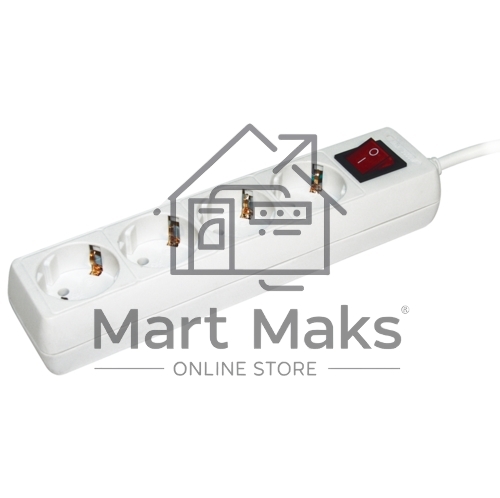 Удлинитель 4х5 м с заземл. 16А IP20 У04К с выкл. 2P+PE IEK WYP10-16-04-05-ZK-N