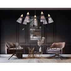 Люстра Ambrella light LH58116/7 BK/LW/SM черный/светлое дерево/дымчатый E14*7 max 40W D750*390