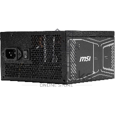 Блок питания Power Supply MSI MAG A750GN PCIE5, 750W 80+ Gold (ATX, 3.1, PCIe 5.1, Non-modular, 1x24(20+4)pin, 2xCPU 8(4+4)pin, 2xPCIe*2 8(6+2)pin, 1x12VHPWR (450W), 4xSATA3, 2xMOLEX4pin, Active, 120x120mm, 140x150x86mm, APFC, black)