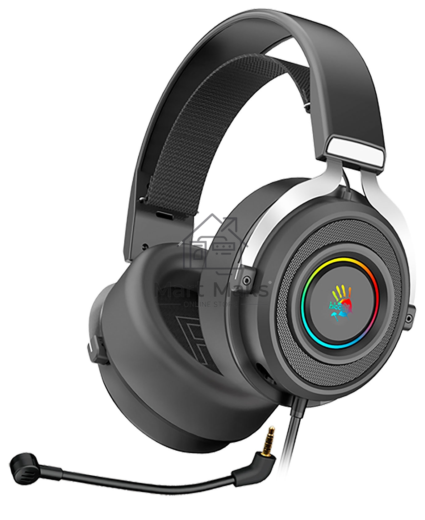 Наушники с микрофоном A4Tech Bloody G535 черный/серебристый 2м мониторные USB оголовье (G535 (BLACK+SILVER) USB)