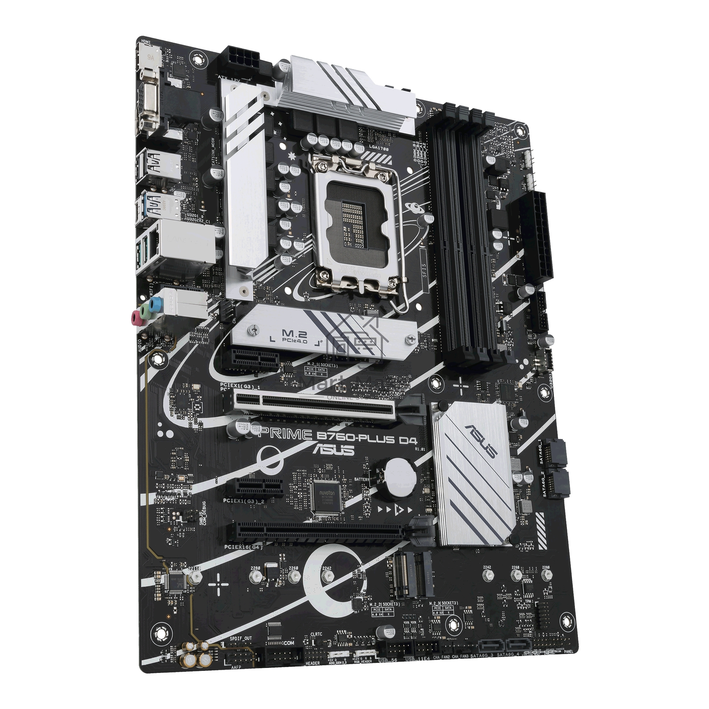 Материнская плата ASUS PRIME B760-PLUS D4, LGA 1700, Intel B760, 4xDDR4, 4xSATA, 3xM.2, 1xPCIe 4.0 x4, 1xPCIe 5.0 x16, 1xHDMI, 1xDP, 1xVGA, 1x 2.5Gb LAN, 1xUSB 3.2 Gen 2, 2xUSB-A 3.2 Gen 2, 3x3.5 мм, 7.1, ATX