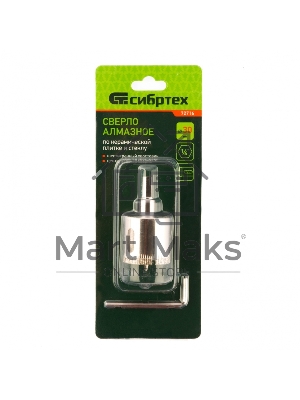 Сверло по керамической плитке и стеклу, 30 х 55 мм, 6 гр.хв-к, с центр. сверлом Сибртех