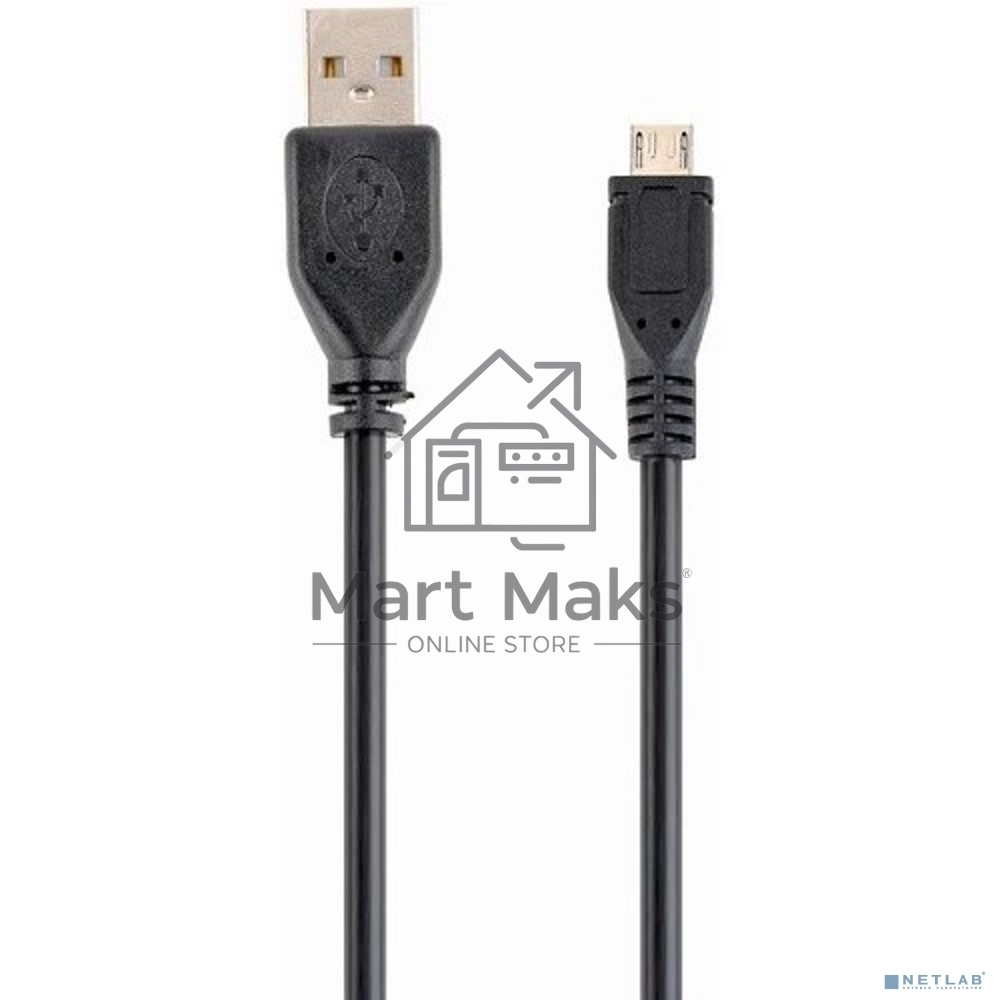 Кабель Filum USB 2.0, 1 м., черный, 2A, разъемы: USB A male- USB micro B male, пакет. (FL-C-U2-AM-microBM-1M)