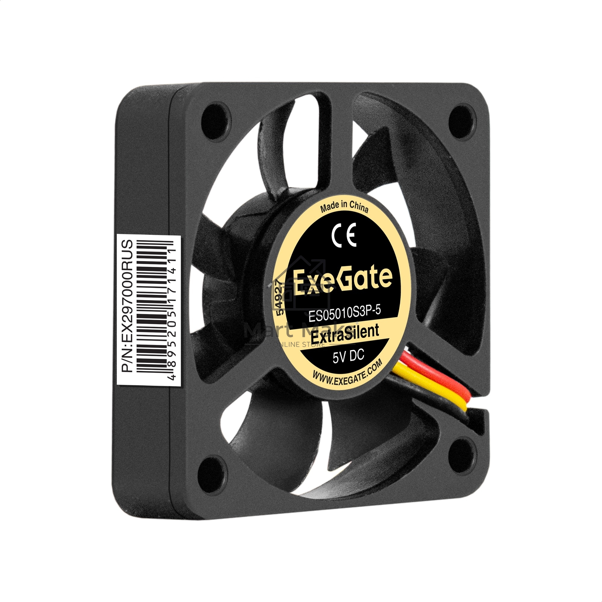 Вентилятор для корпуса ExeGate ExtraSilent ES05010S3P-5 черный, 50 мм, 5000 об/мин, 27 дБ, 3 pin