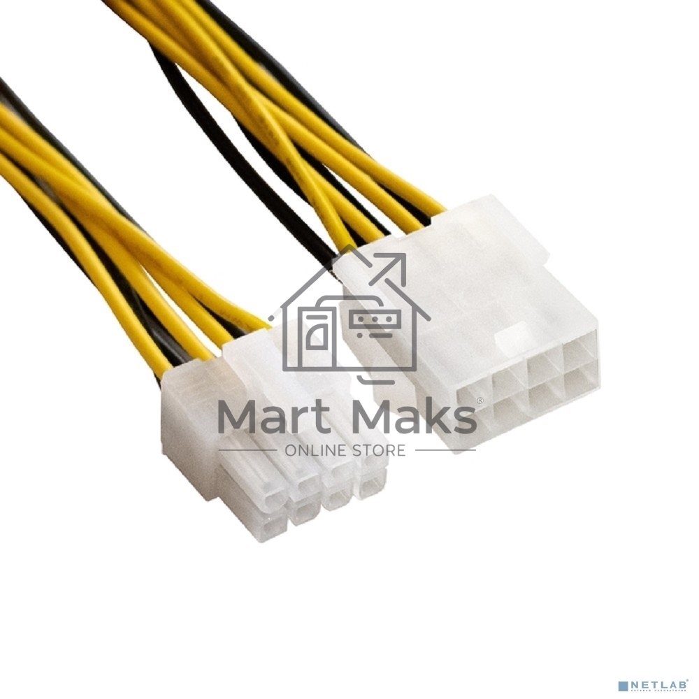 Удлинитель кабеля питания материнской платы +12V ExeGate EX-EXT-8M8F-0.5 (8pin EPS12V M/8pin EPS12V F, 0,5м)