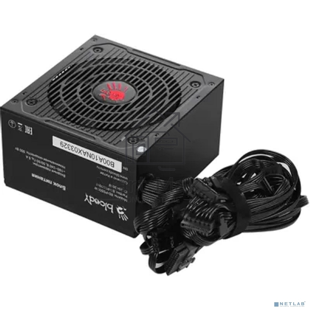 Блок питания Bloody BD-PS500W, 500Вт, 80 PLUS белый, 120мм,черный