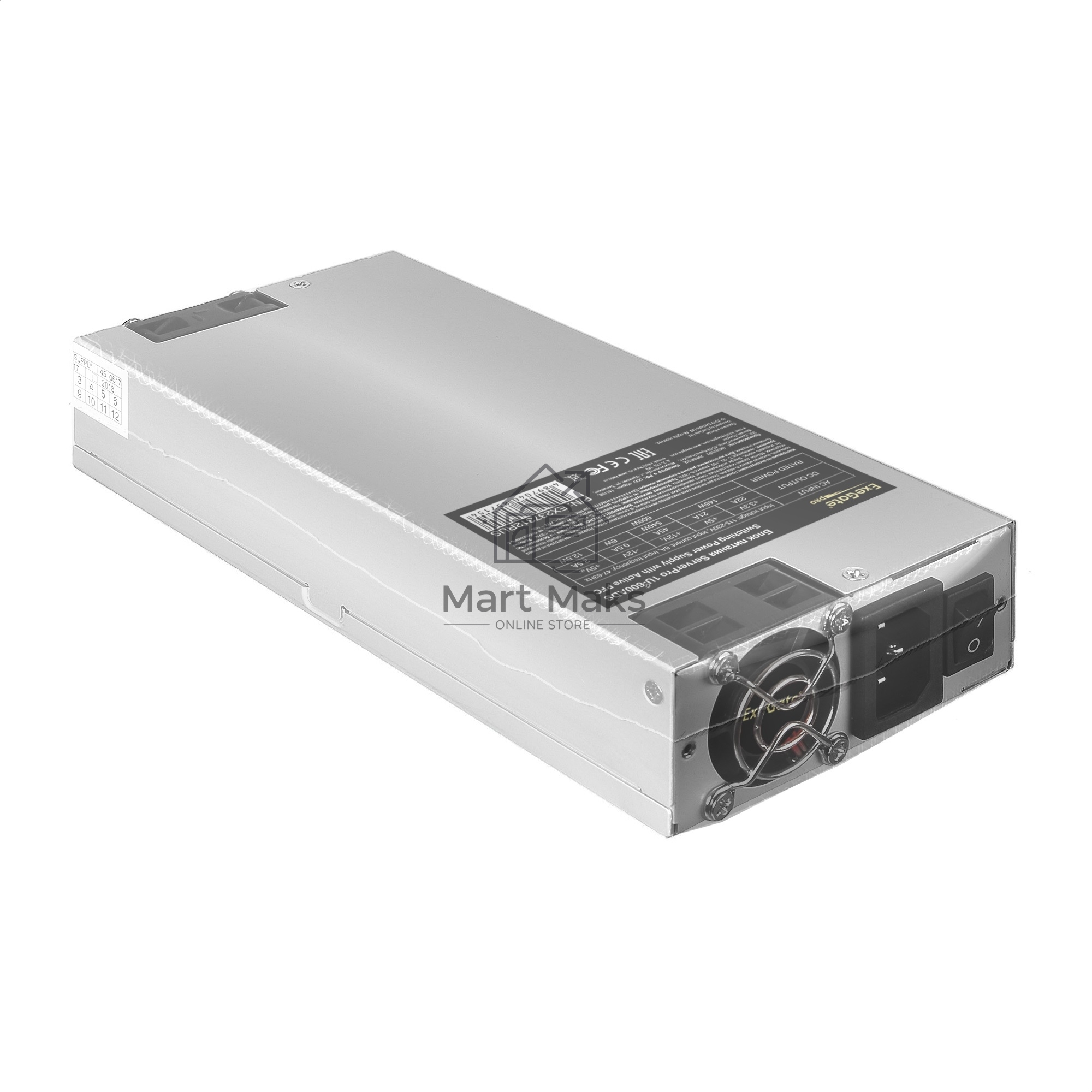 Серверный блок питания 600W Exegate <RM-1U-600ADS> APFC,универсальный для 1U, 24pin/2x(4+4)pin, 5xSATA,4xIDE