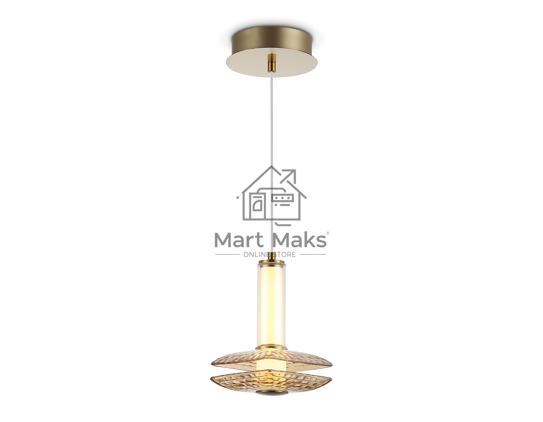Подвесной светодиодный светильник Ambrella light LH31001 BS/TI латунь/янтарь 10W 3000K 150*150*240